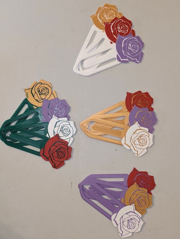 Rose Bookmark | Last Line Reminder | Flower Place-Keeper | Pretty Floral Clip | 3D Print - [3D]en