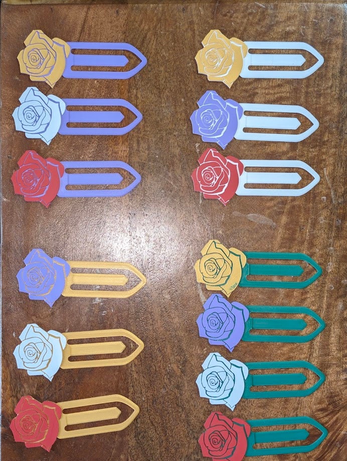 Rose Bookmark | Last Line Reminder | Flower Place-Keeper | Pretty Floral Clip | 3D Print - [3D]en